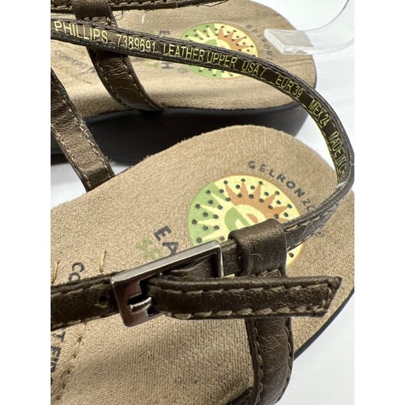 Earth Brand Women's Open Toe Sandals Slingback Brown Leather Strappy Size 7 - Picture 6 of 7